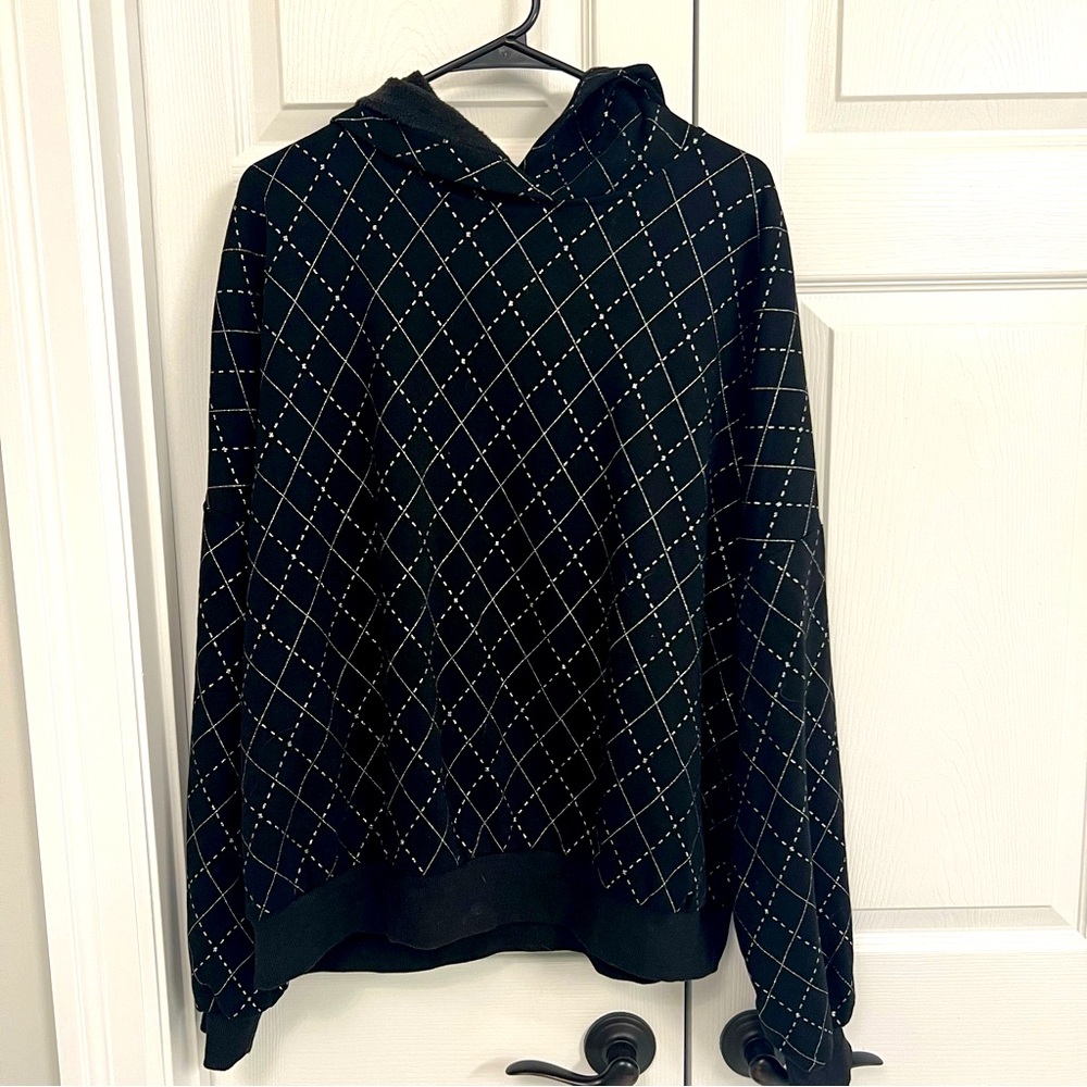 ADIKA Black and Silver Diamond Pullover Hoodie